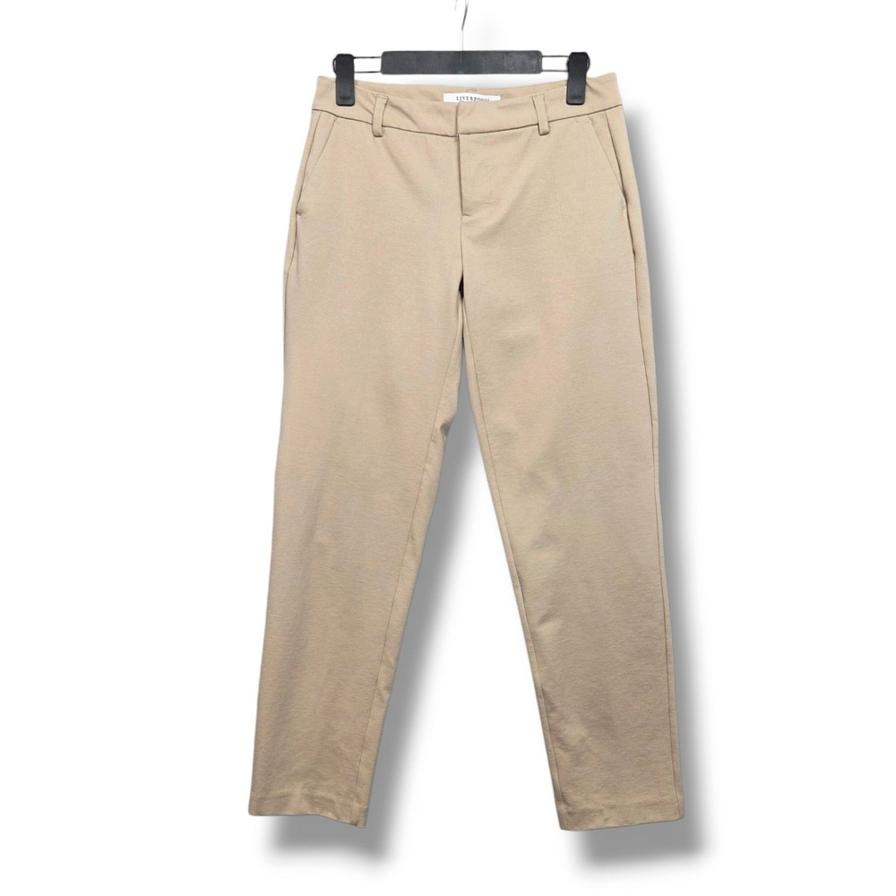Liverpool Kelsey Knit Trouser Womens 2 Mid Rise Ankle Pants Tapered Biscuit Tan